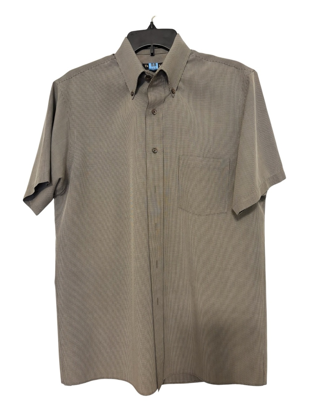 VAN HEUSEN Men’s Taupe Casual Button Down Shirt Size 15-1/2